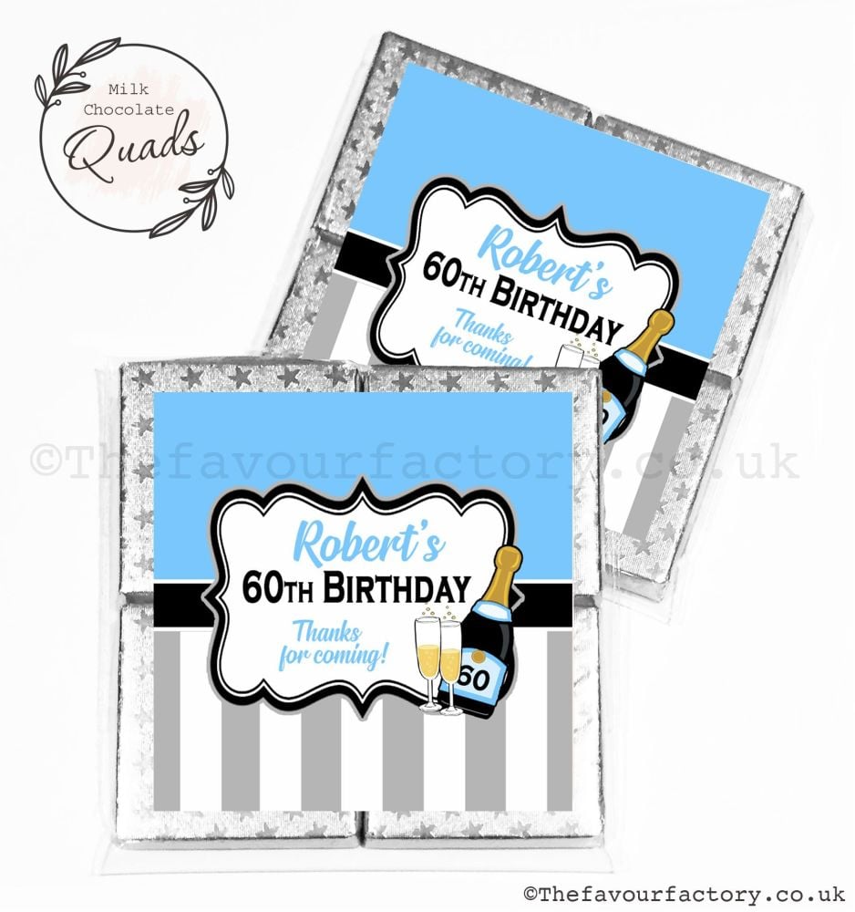 Personalised Birthday Chocolate Favours Champagne Stripes x1