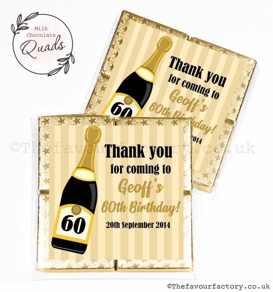 Personalised Birthday Chocolate Favours Champagne Age x1