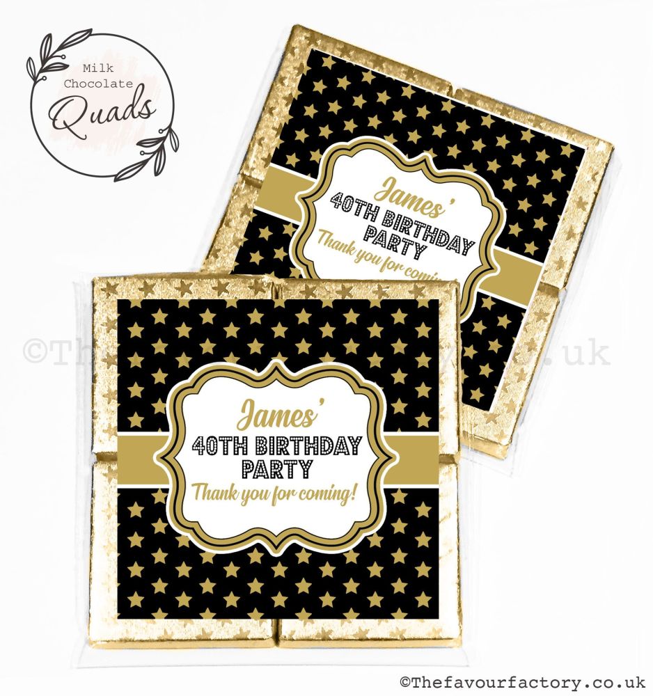 Personalised Birthday Chocolate Favours Gold Stars x1