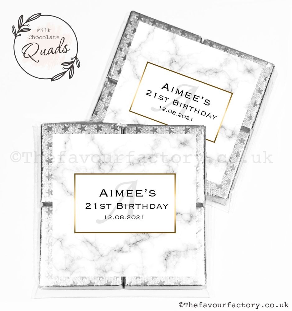 Personalised Birthday Chocolate Favours Marble Monogram x1