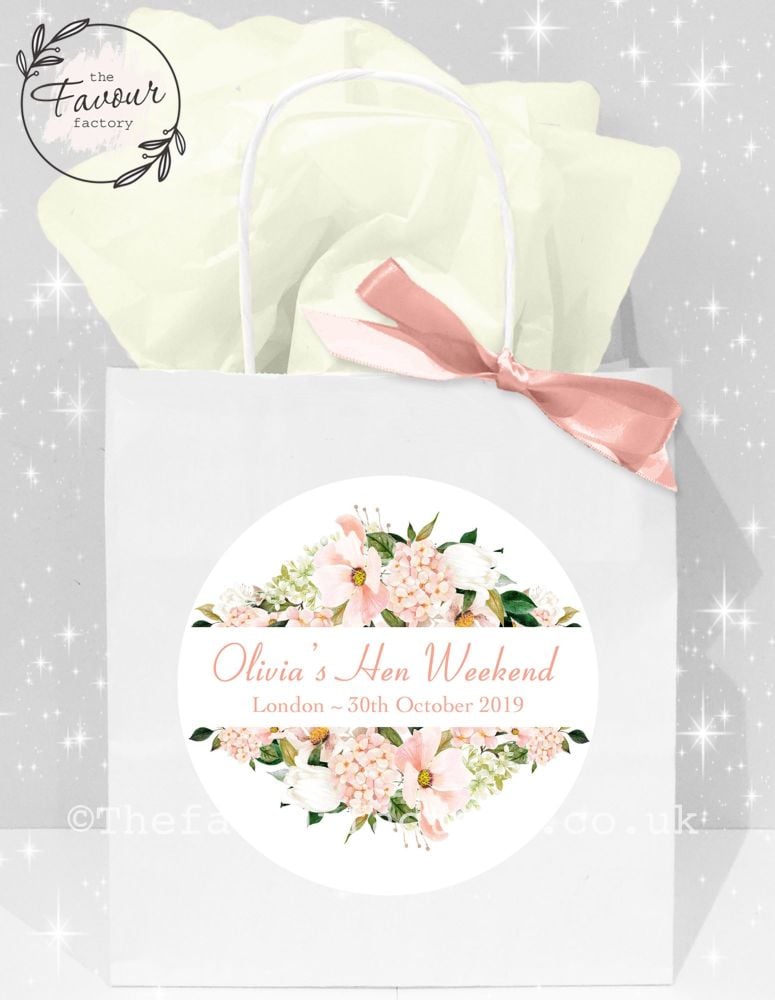 Personalised Hen Party Bags Blush Floral Frame x1