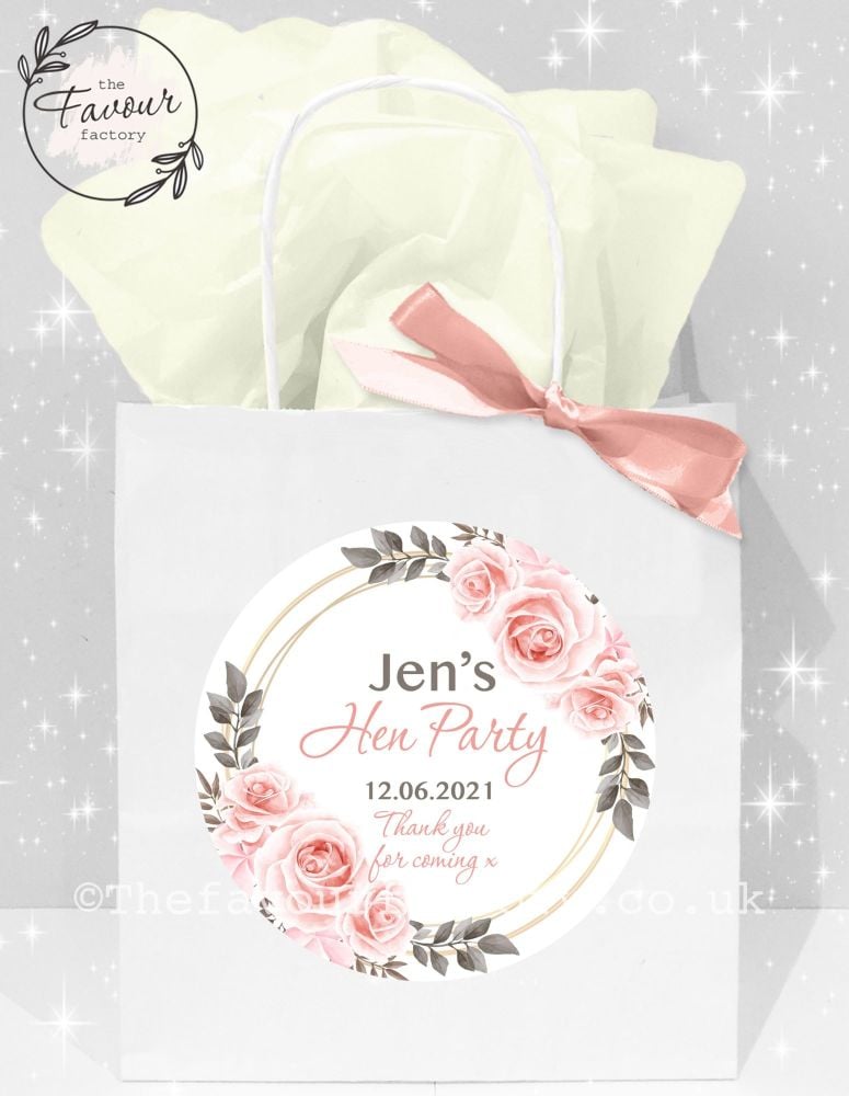 Personalised Hen Party Bags Blush Roses x1