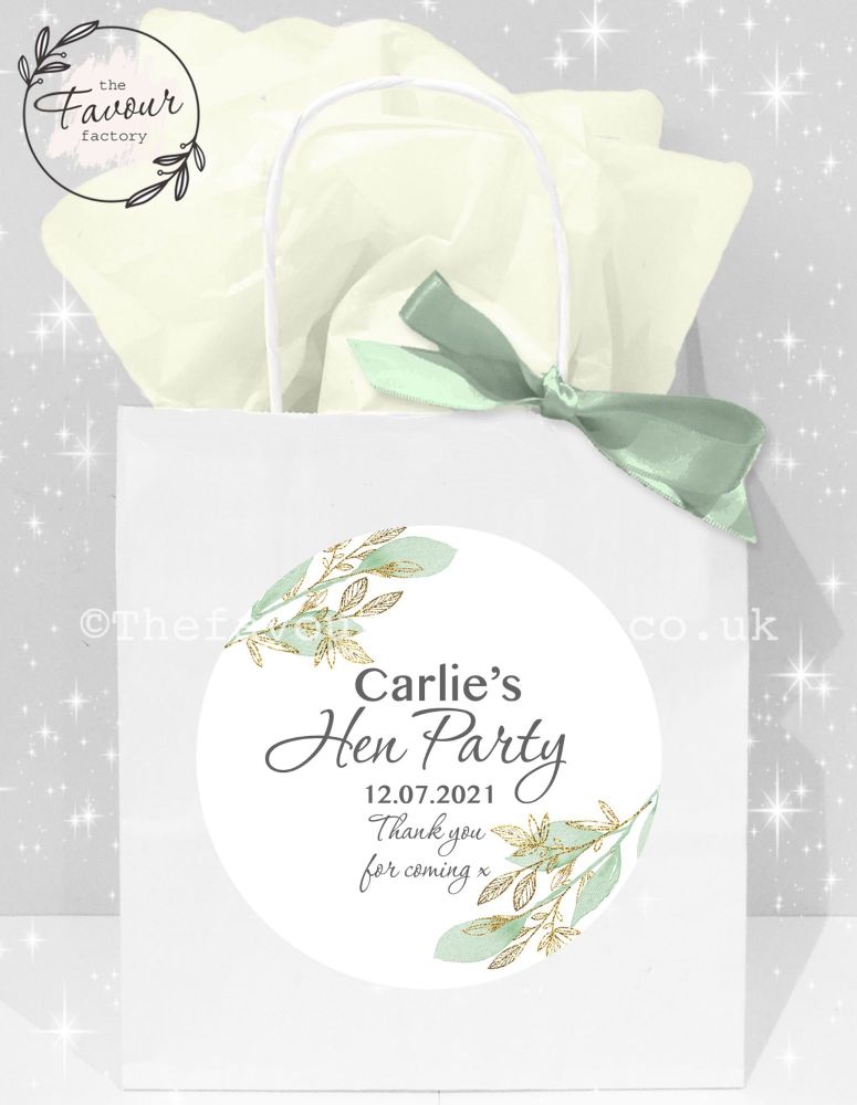 Personalised Hen Party Bags Botanical Gold Leaf x1