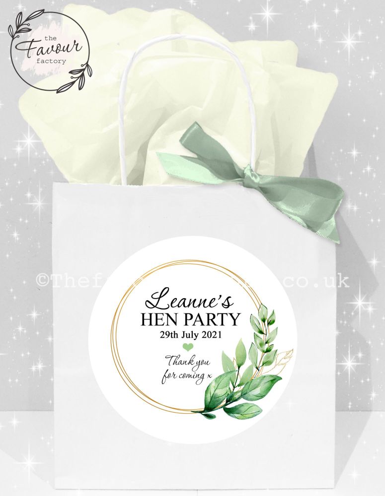 Personalised Hen Party Bags Botanical Gold Frame x1