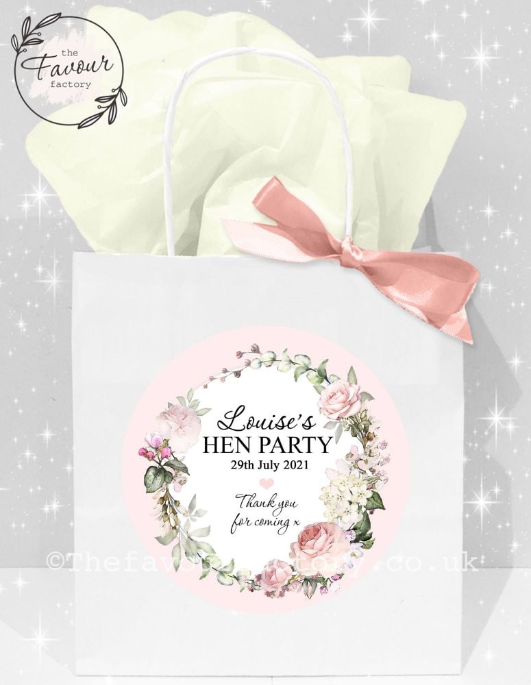 Personalised Hen Party Bags Vintage Floral wreath x1