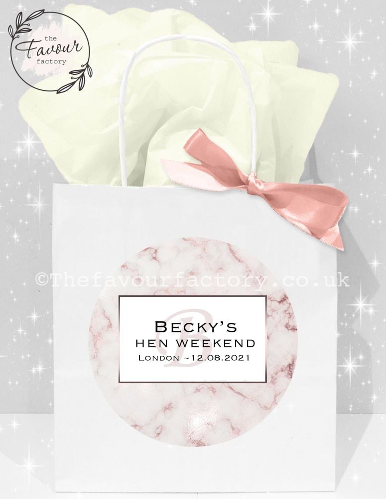 Personalised Hen Party Bags Rose Gold Marble x1