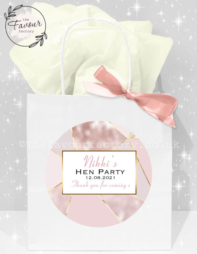 Personalised Hen Party Bags Rose Gold Geometric x1