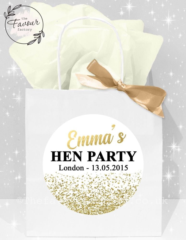 Personalised Hen Party Bags Gold Glitter Confetti x1