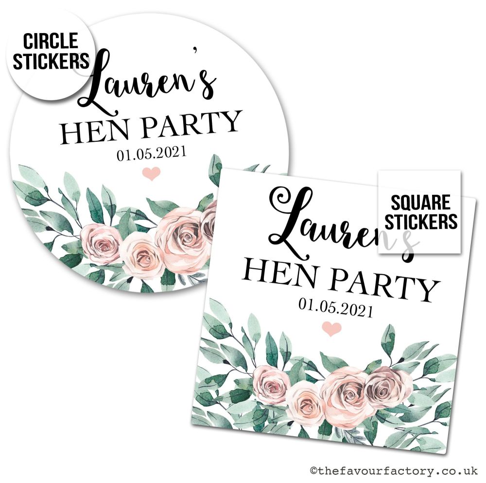 Hen Party Stickers Boho Floral Bouquet 1x A4 Sheet