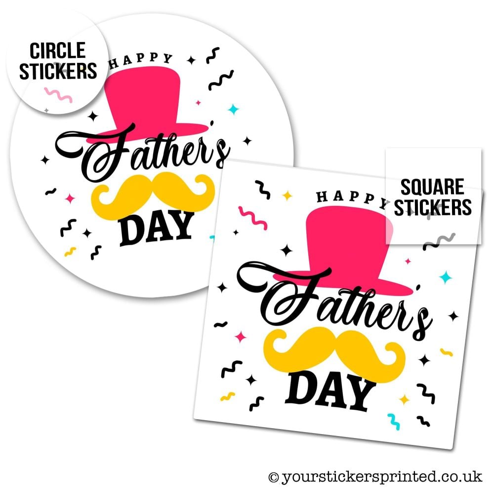 Father's Day Stickers Top Hat And Moustache