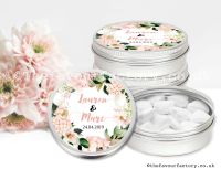 Wedding Favours Mint Tins Blush Pink Floral Hydrangea Wreath x1