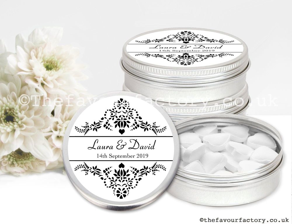 Personalised Wedding Favour Tins Elegance x1