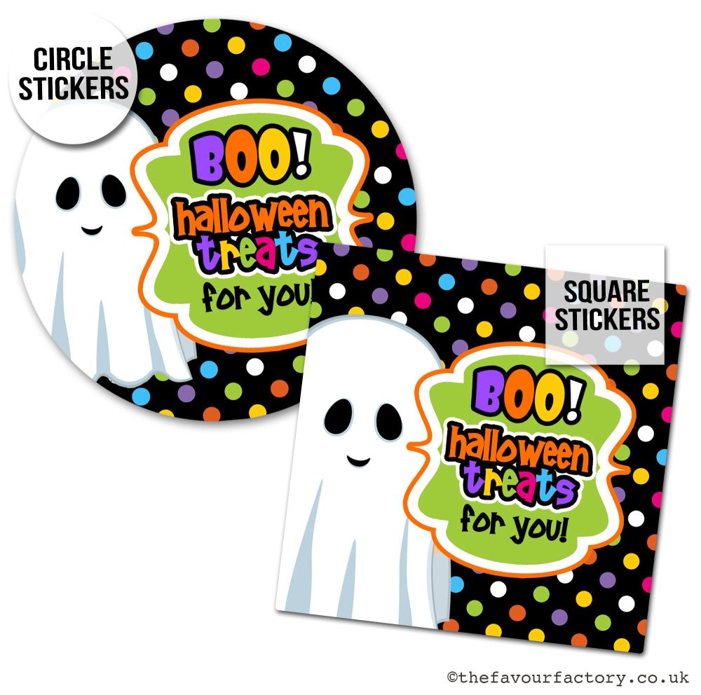 Happy Halloween Stickers Boo Treats For You Ghost - x1 A4 Sheet
