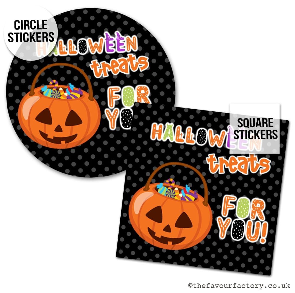 Happy Halloween Stickers Treats For You Pumpkin Bucket - x1 A4 Sheet