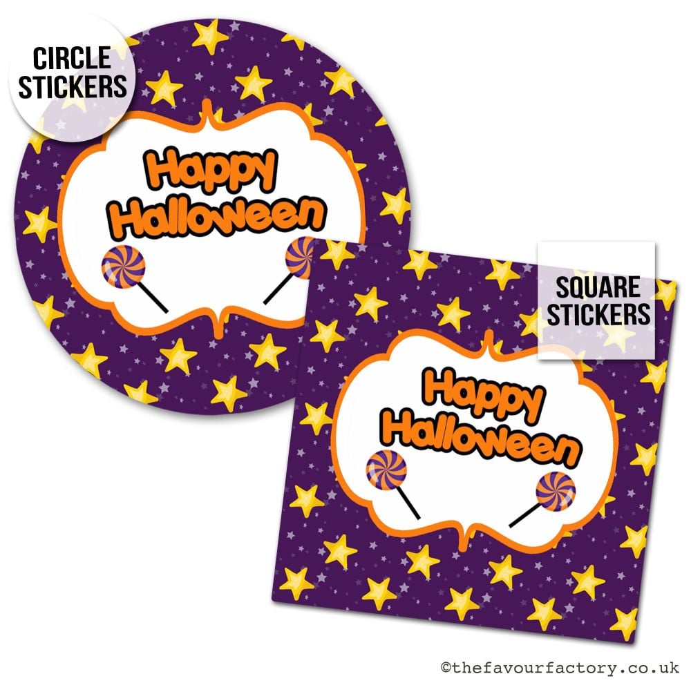 Happy Halloween Stickers Stars & Lollipops - x1 A4 Sheet