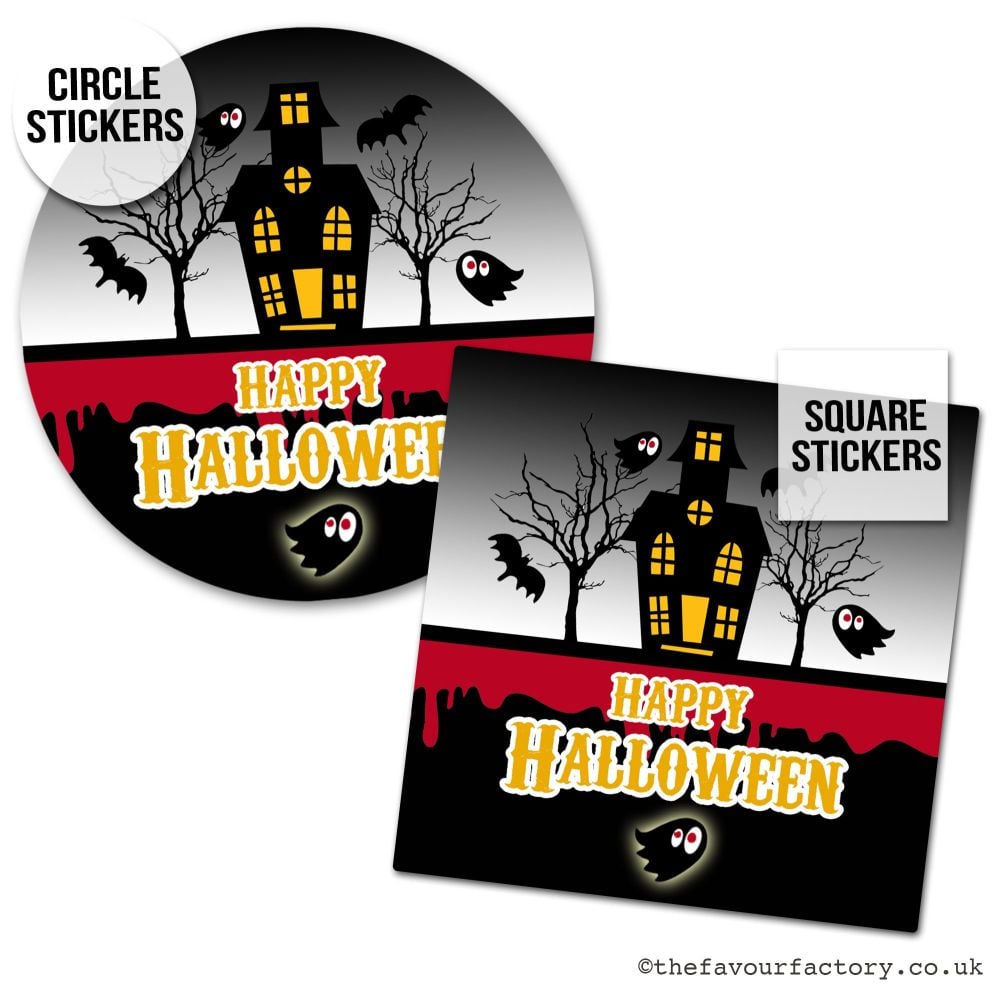 Happy Halloween Stickers Haunted House - x1 A4 Sheet