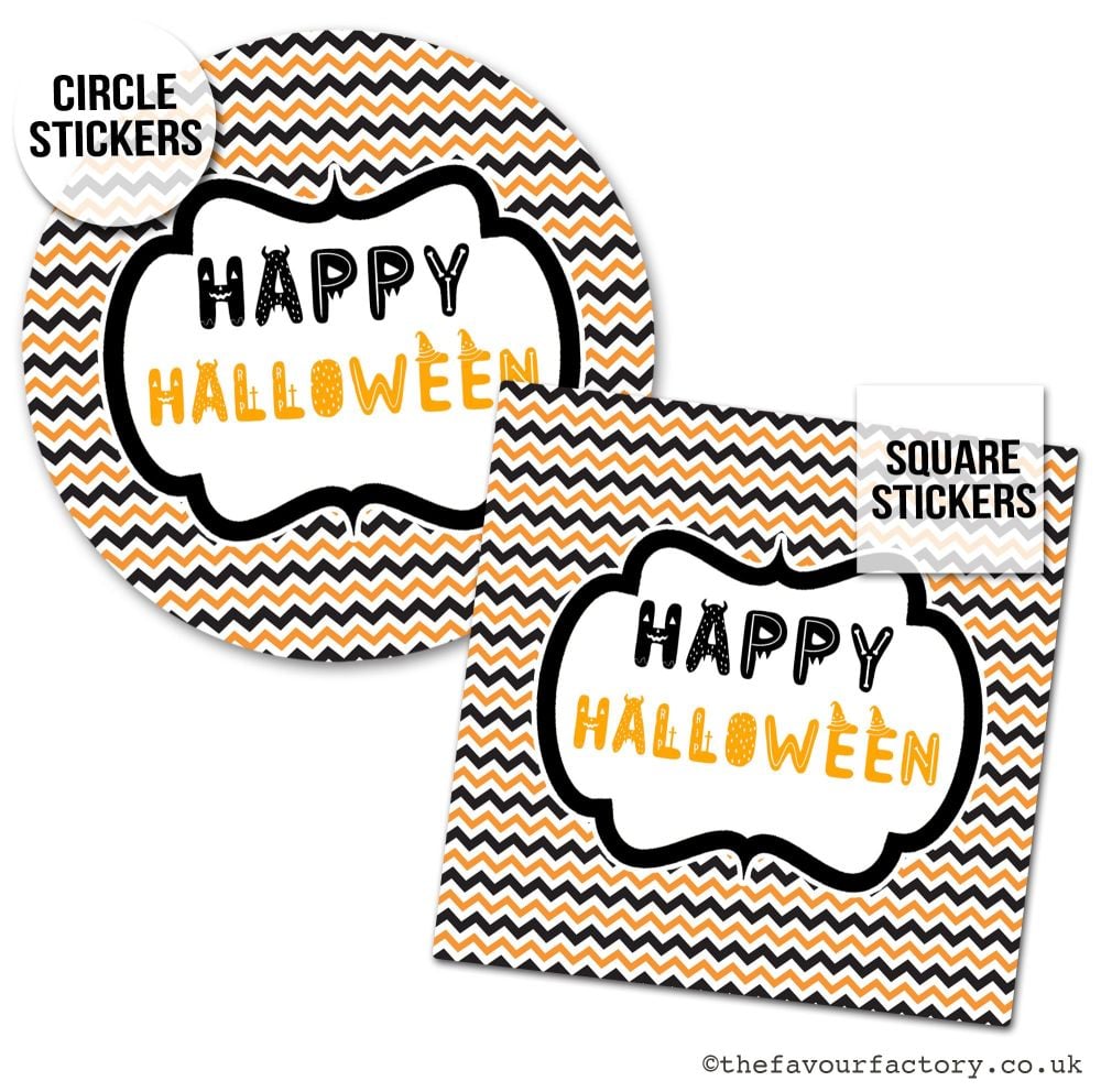 Happy Halloween Stickers Zig Zags - x1 A4 Sheet
