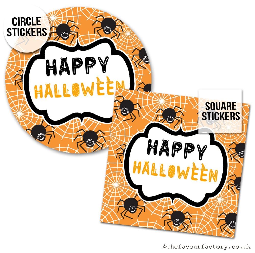 Happy Halloween Stickers Spiders - x1 A4 Sheet