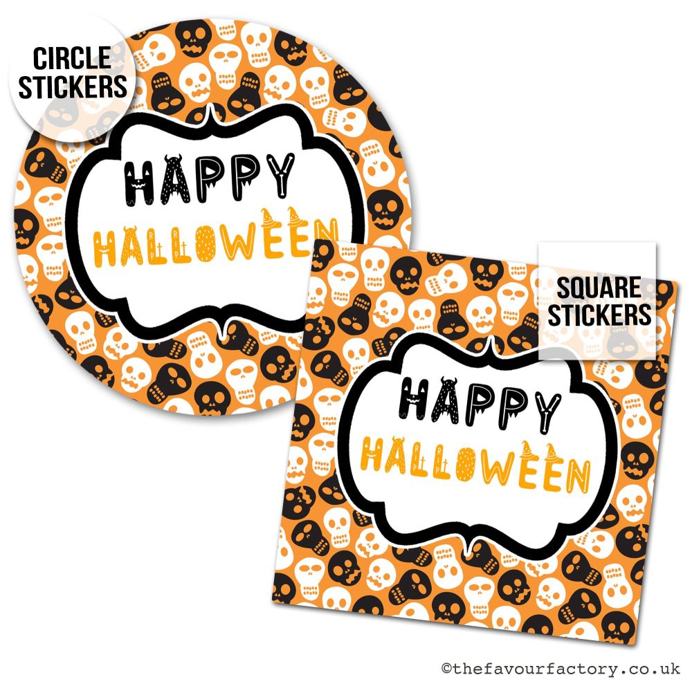 Happy Halloween Stickers Skulls - x1 A4 Sheet