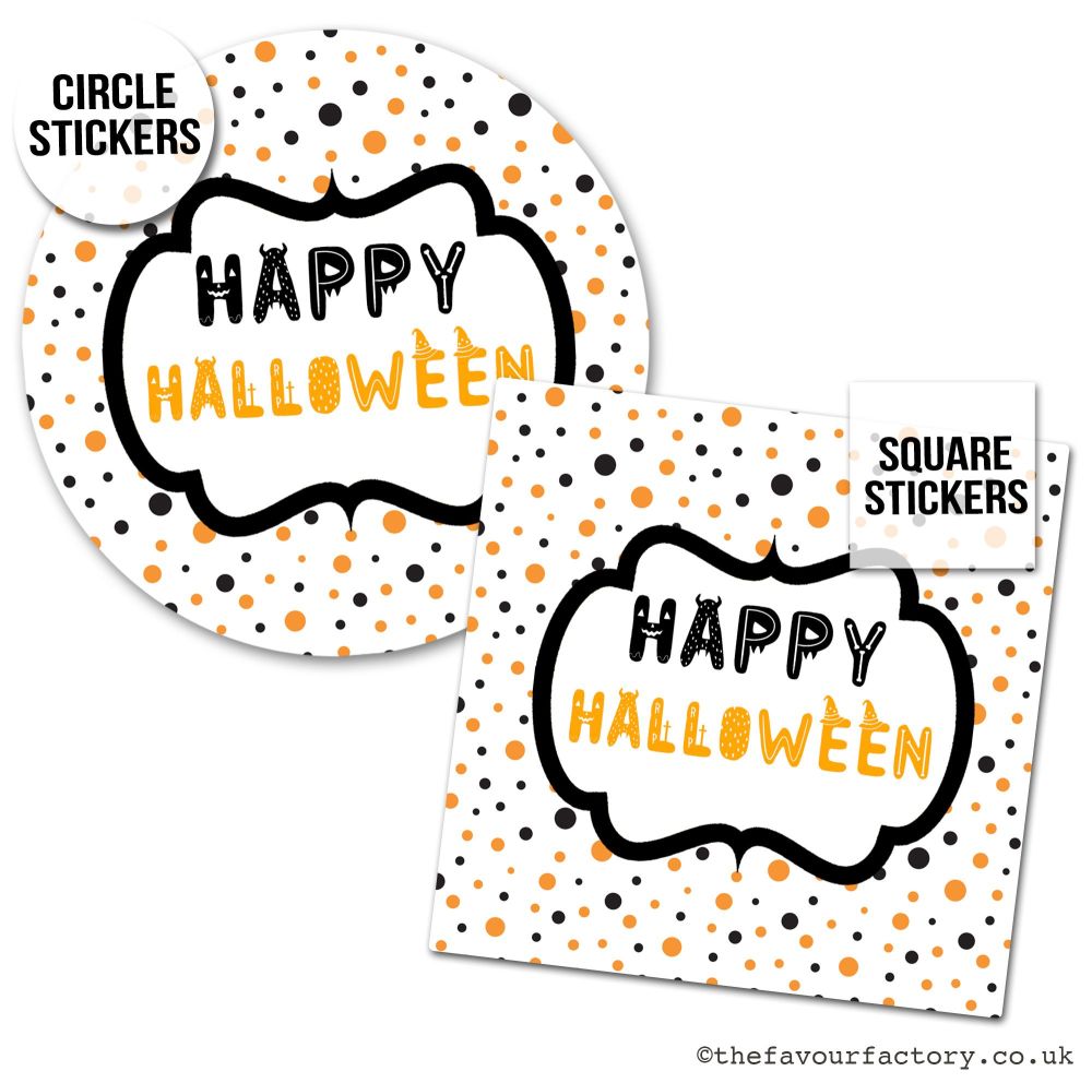 Happy Halloween Stickers Polka Dots - x1 A4 Sheet