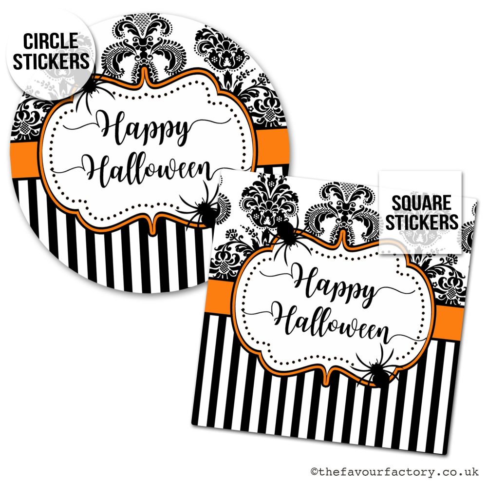 Happy Halloween Stickers Damask Stripes - x1 A4 Sheet