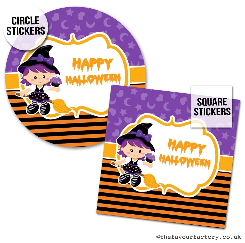 Happy Halloween Stickers Little Witch - x1 A4 Sheet