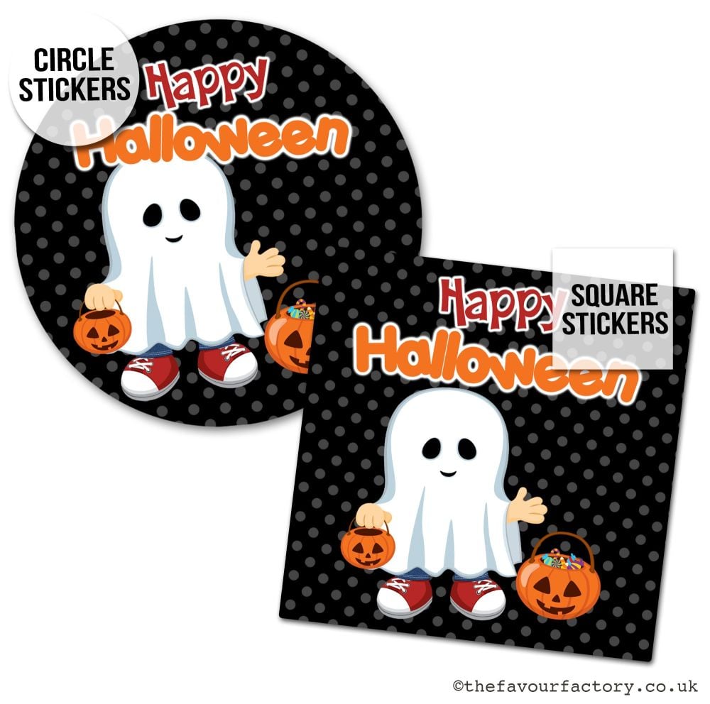 Happy Halloween Stickers Little Ghost Boy - x1 A4 Sheet