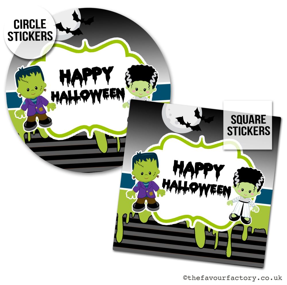 Happy Halloween Stickers Frankenstein - x1 A4 Sheet