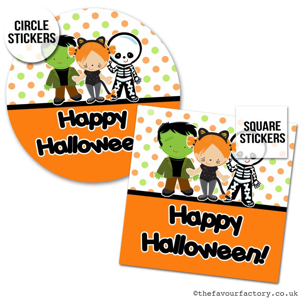 Happy Halloween Stickers Dress Up Kids - x1 A4 Sheet