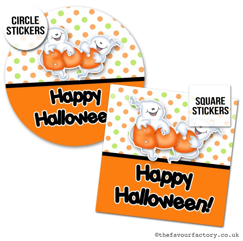 Happy Halloween Stickers Boo Cute Ghosts - x1 A4 Sheet