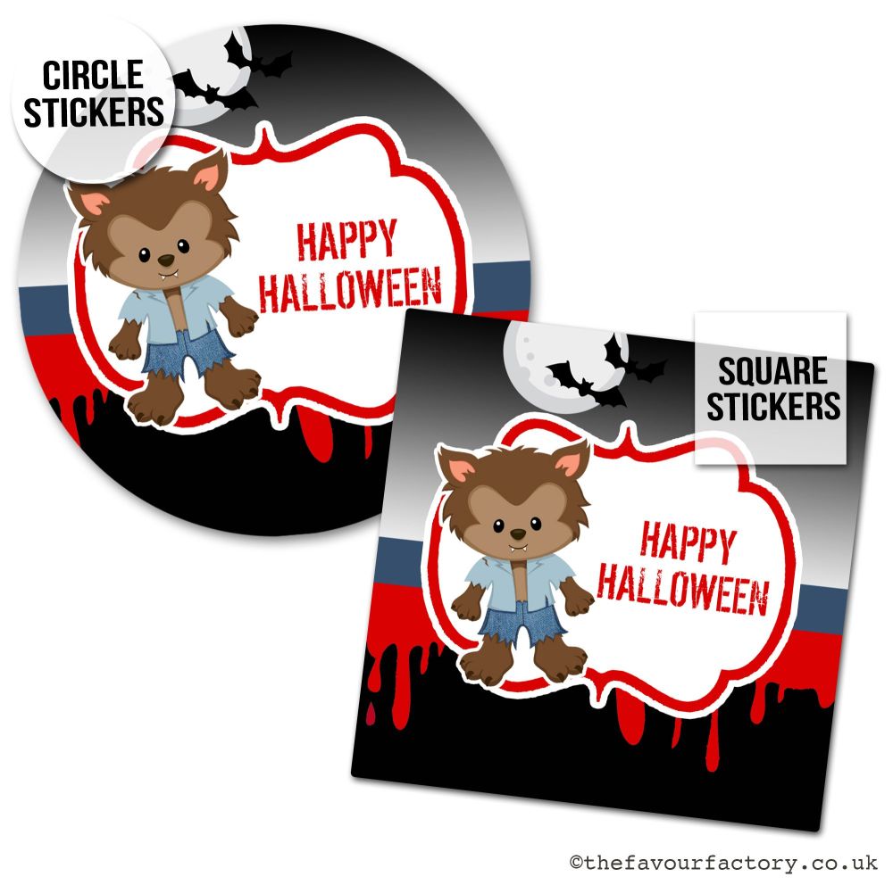 Happy Halloween Stickers Warewolf - x1 A4 Sheet