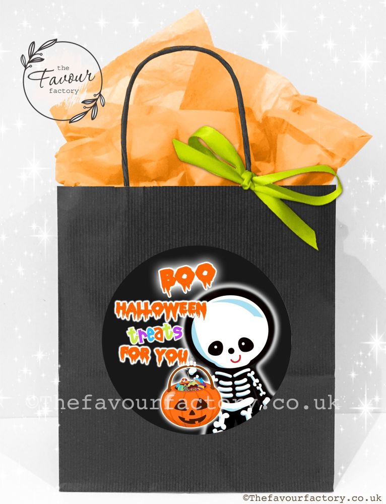 Halloween Party Bags Boo Treats For You Skeletonx1