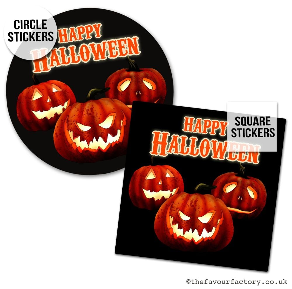 Happy Halloween Stickers Glowing Pumpkins - x1 A4 Sheet