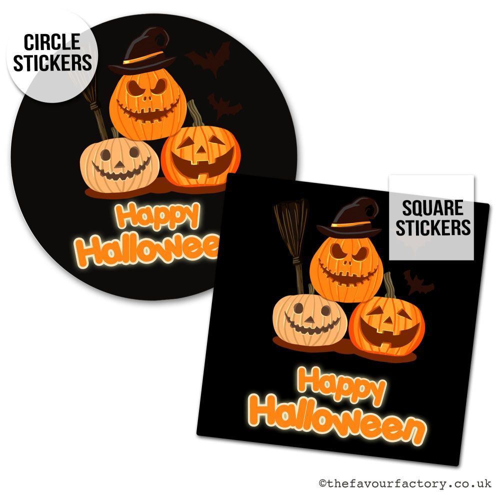 Happy Halloween Stickers Pumpkin Witch - x1 A4 Sheet