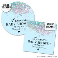 Baby Shower Stickers Baby Blue Glitter Confetti
