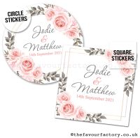 Wedding Stickers | Blush Pink Floral Roses - A4 Sheet x1