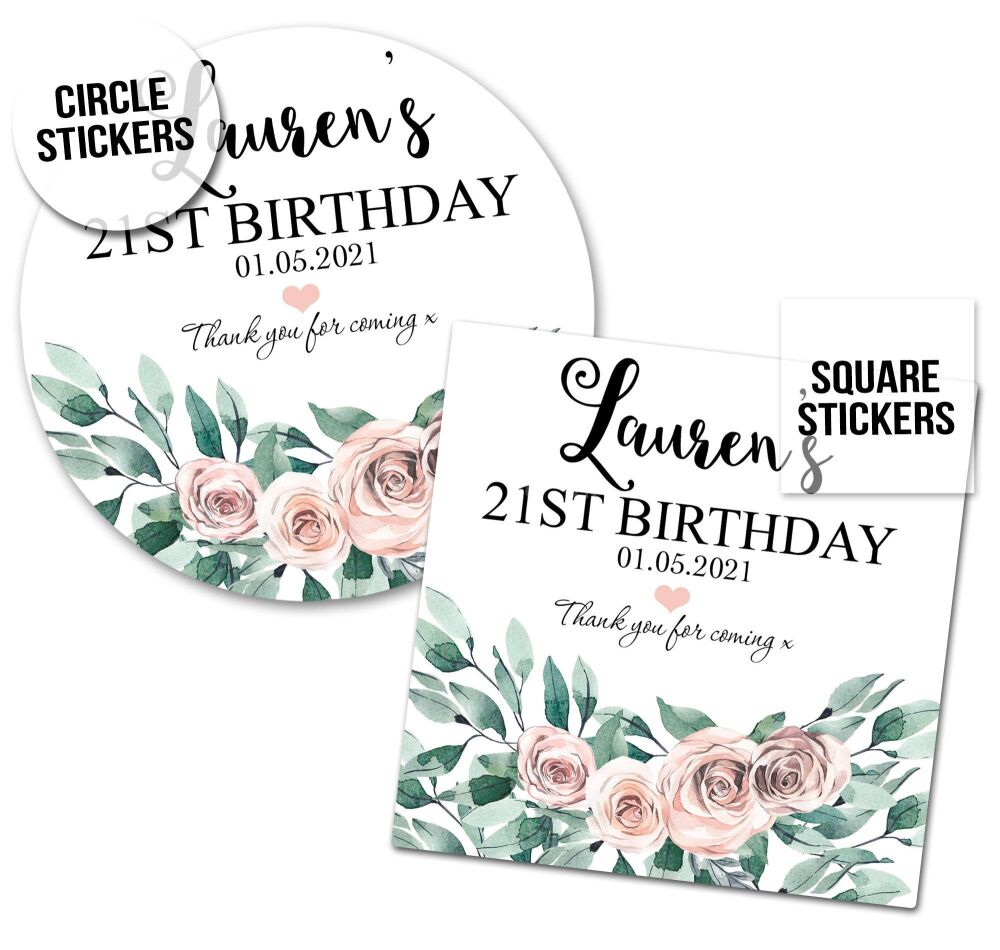 Birthday Favour Stickers Boho Floral Bouquet - A4 Sheet x1