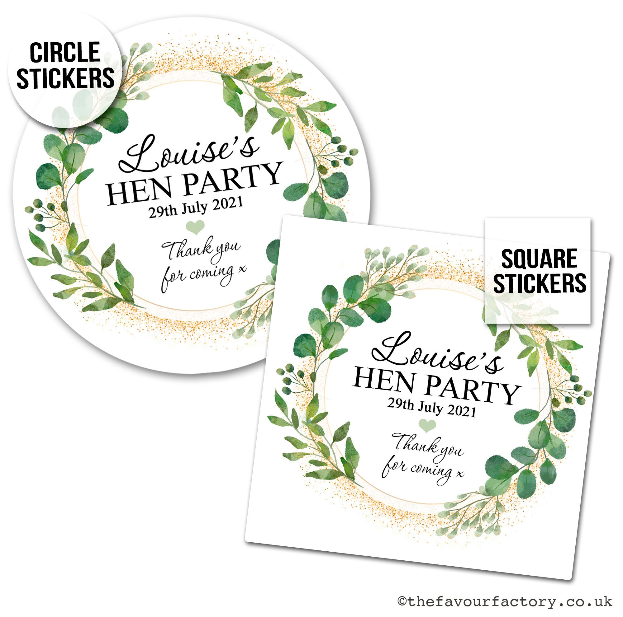 Personalised hen party stickers for your party bags and favours