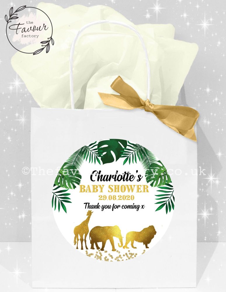 Baby Shower Party Bags Gold Safari Animals x 1