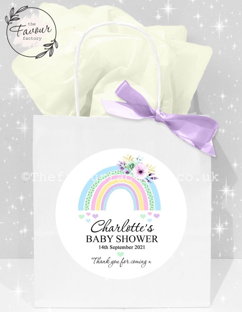 Baby Shower Party Bags Pastels Floral Rainbow x 1