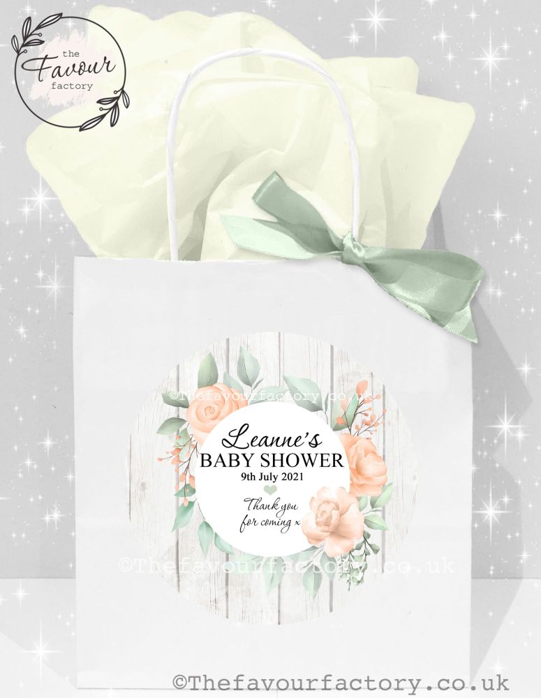 Baby Shower Party Bags Rustic Boho Floral Frame x 1