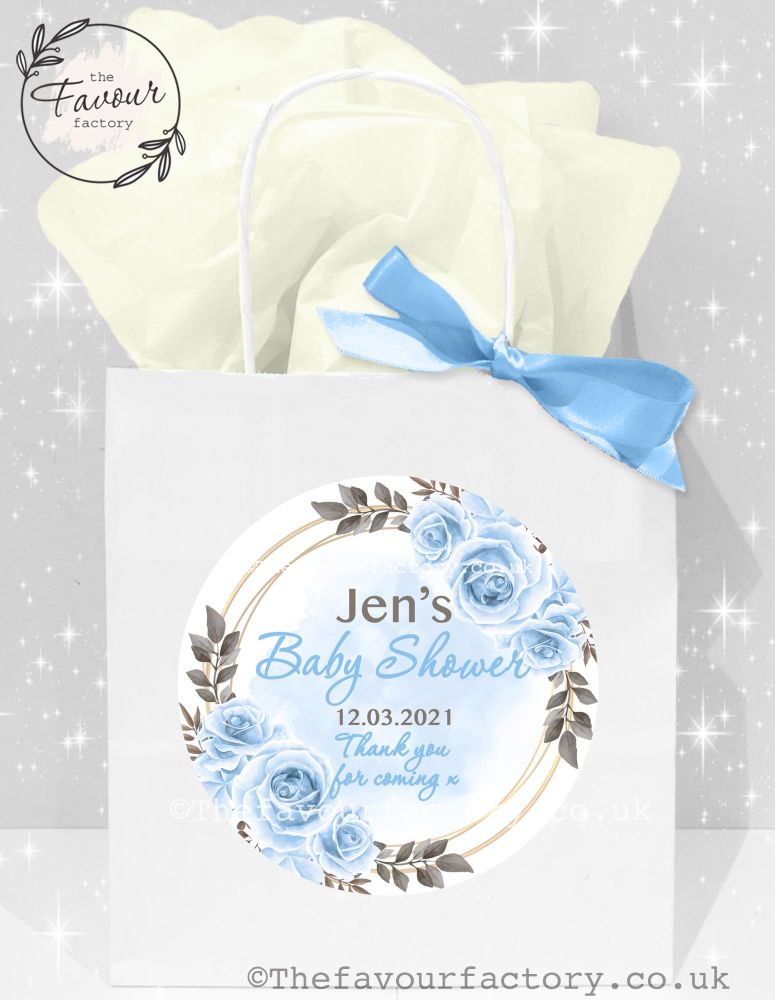Baby Shower Party Bags Blue Roses x 1