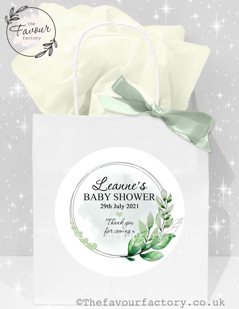 Baby Shower Party Bags Botanical Leaves And Hearts Frame x 1