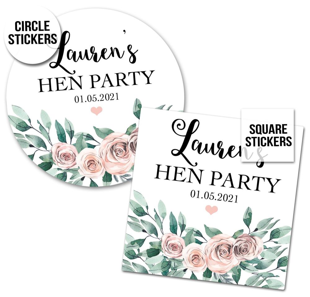 Hen Party Favour Stickers Boho Floral Bouquet x1