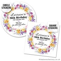 Personalised Stickers Birthday Wild Flowers