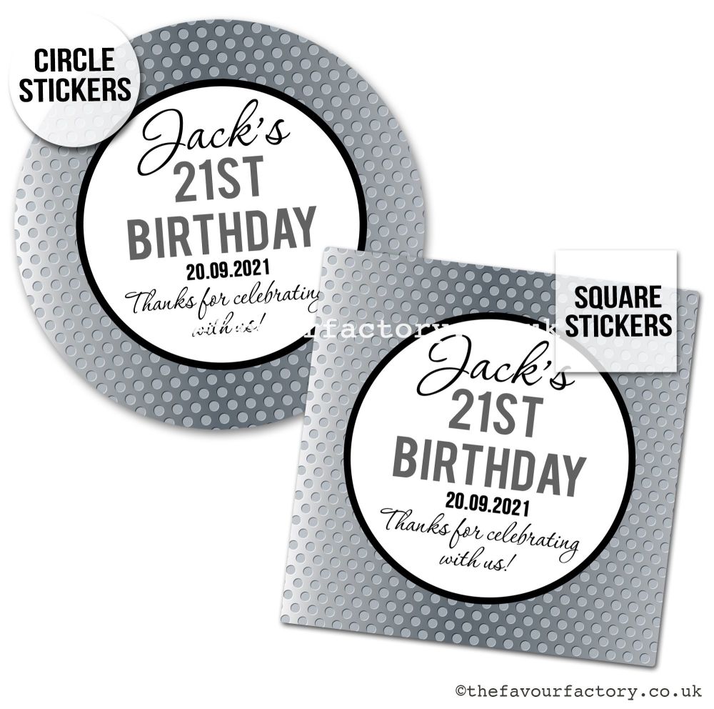 Birthday Favour Stickers Steel Polka Dots - A4 Sheet x1