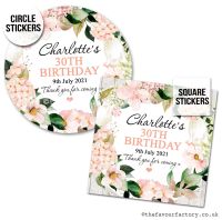 Birthday Stickers | Boho Blush Hydrangeas - A4 Sheet x1