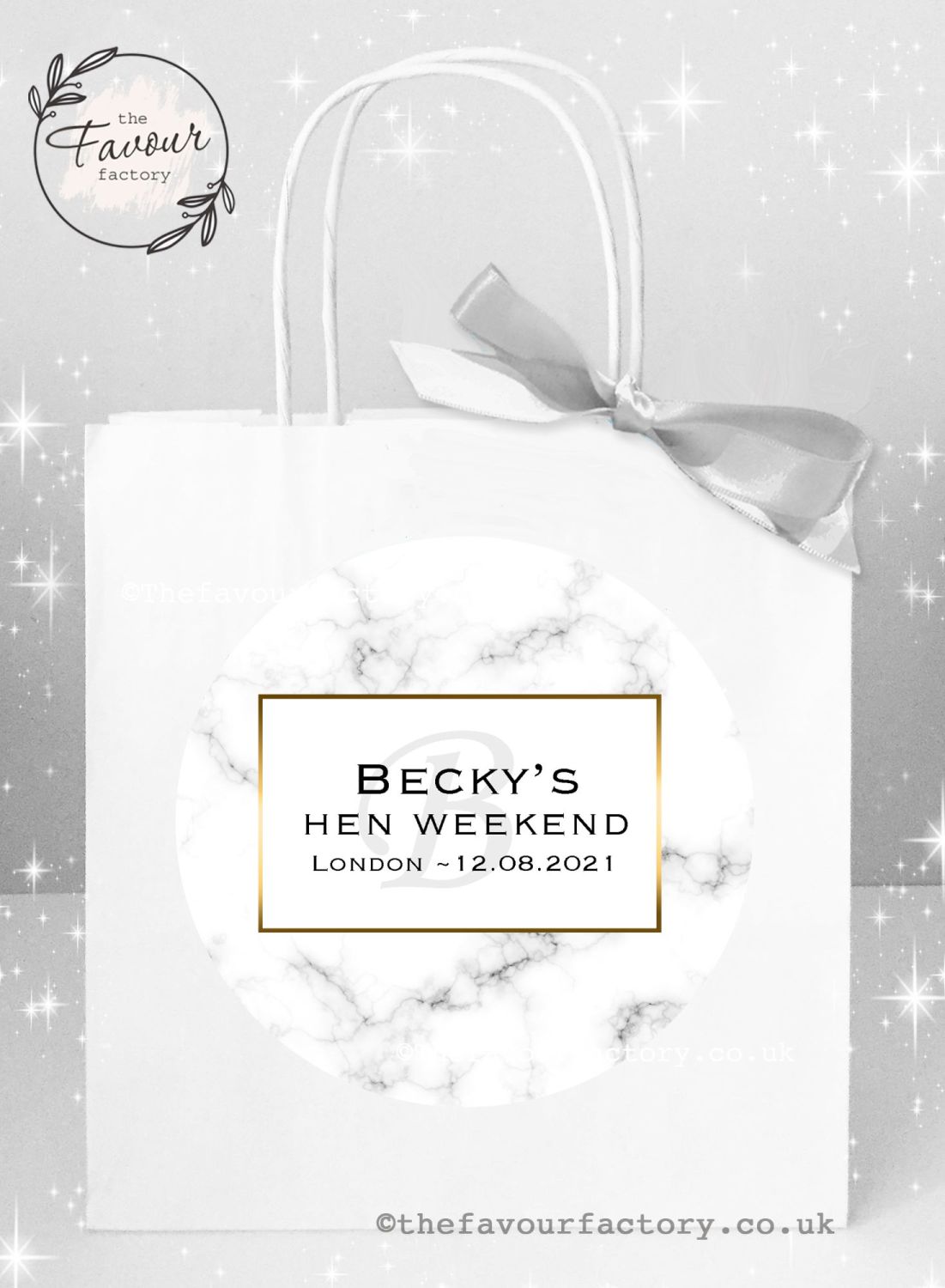 Personalised Hen Party Bags Modern Marble x 1