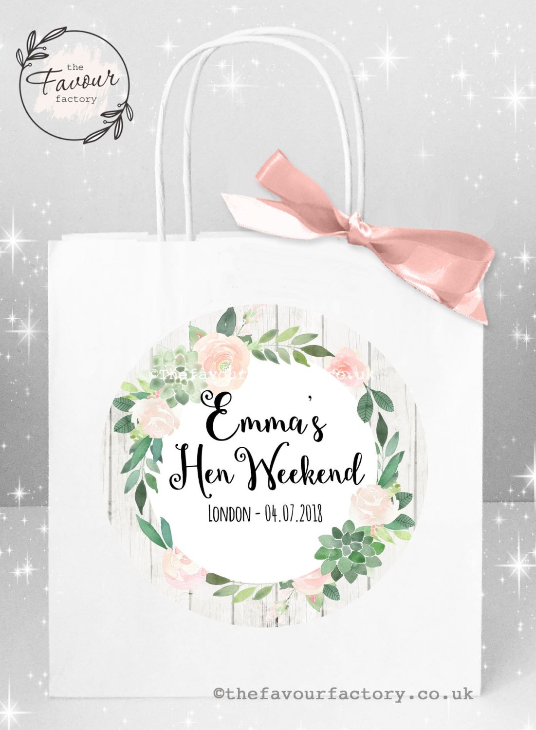 Personalised Hen Party Bags Boho Succulents x 1