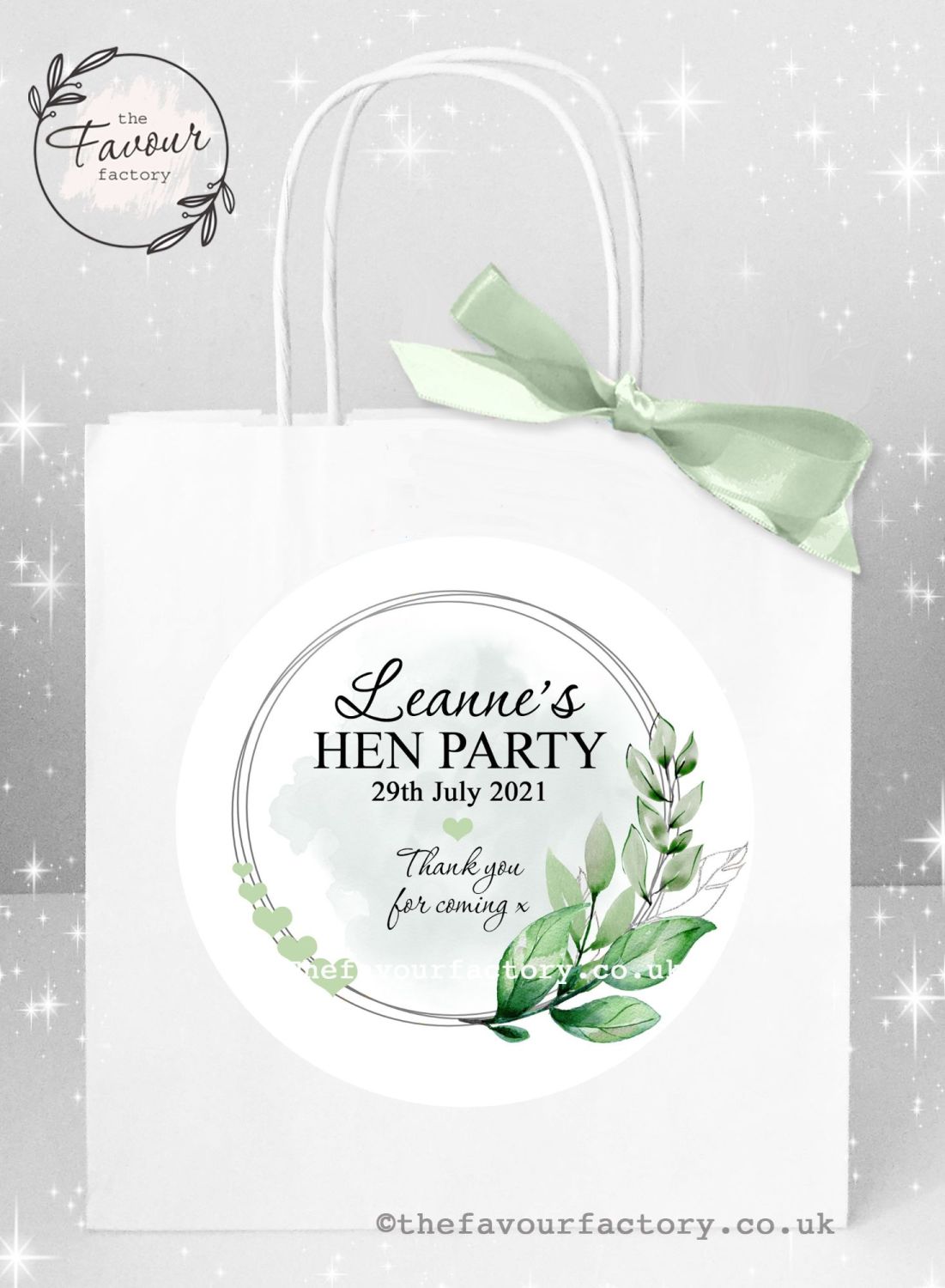 Personalised Hen Party Bags Botanical Leaves And Hearts x 1